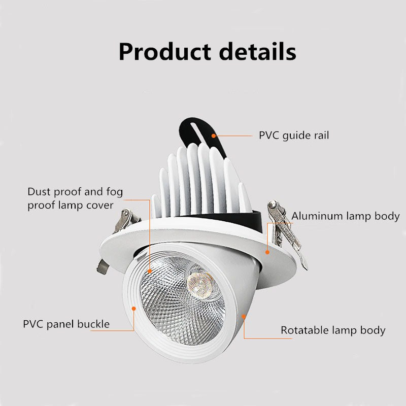 Recessed LED Downlight Angle Adjustable Built-in LED Spot light Encastrable AC220V White Black 5W 7W 10W 20W for Indoor Lighting