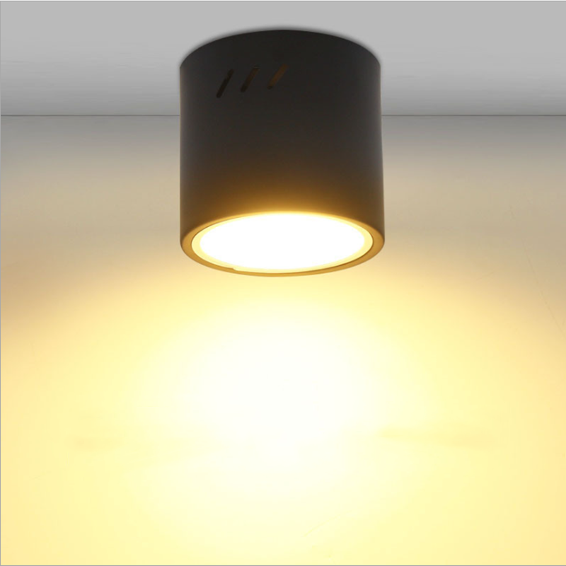 Dimmable Round LED Surface Mounted Downlight Aisle Grille Ceiling Downlight 7W 12W 15W Shop Free Hole Household Lighting 110v 220v