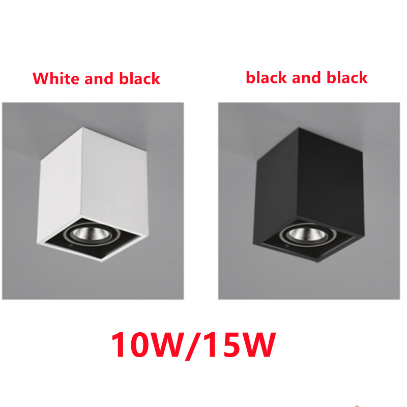 Super Brightness AC 85-230V Square Surface Mounted LED COB Dimmable Downlights 10W 15W 2X10W 2X15W LED Ceiling Lamp Spot Light