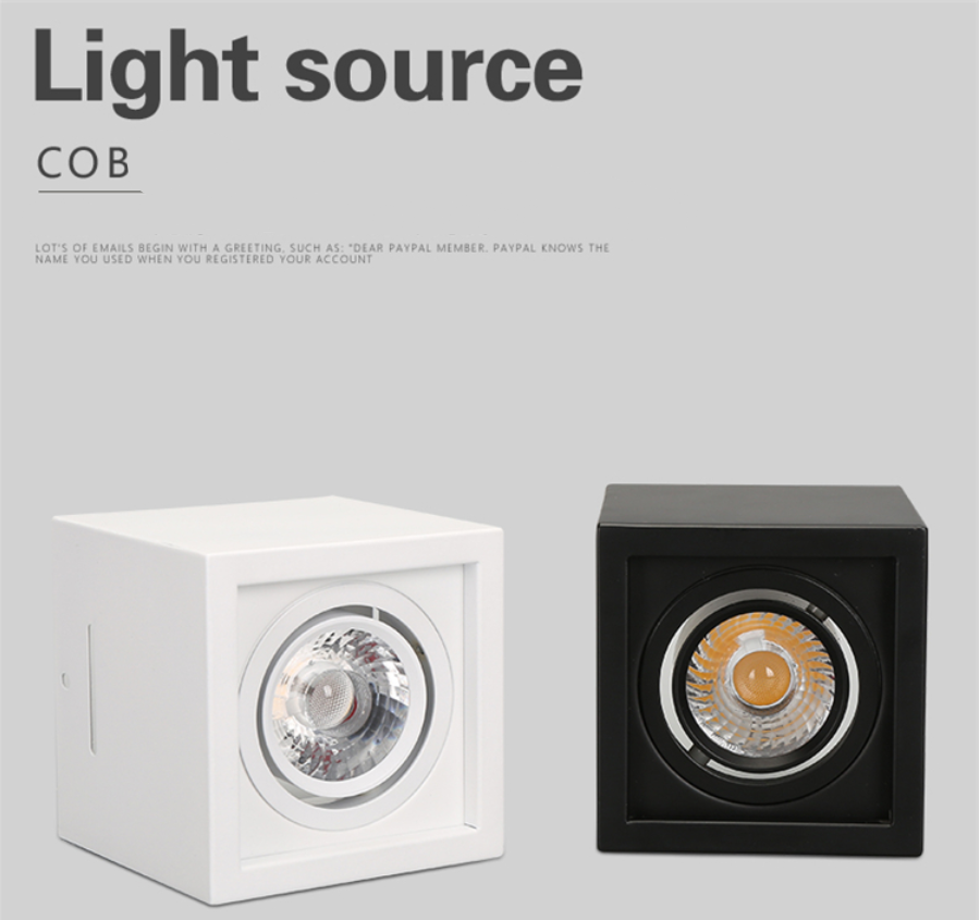 Super Brightness AC 85-230V Square Surface Mounted LED COB Dimmable Downlights 10W 15W 2X10W 2X15W LED Ceiling Lamp Spot Light