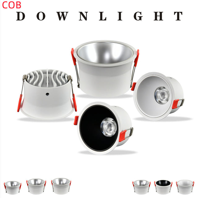 Round Anti-Glare LED COB Recessed Downlight 7W 9W 10W 12W 15W 18W Dimmable 110V 220V Ceiling Light Spotlight for Indoor Lighting