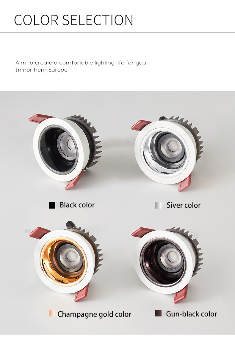 BRGT LED Short Spotlight Round Recessed Downlight Anti Glare 5W 7W 12W Ceiling Lamp Ultra Thin Cut 75mm For Living Room Lighting