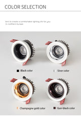 BRGT LED Short Spotlight Round Recessed Downlight Anti Glare 5W 7W 12W Ceiling Lamp Ultra Thin Cut 75mm For Living Room Lighting