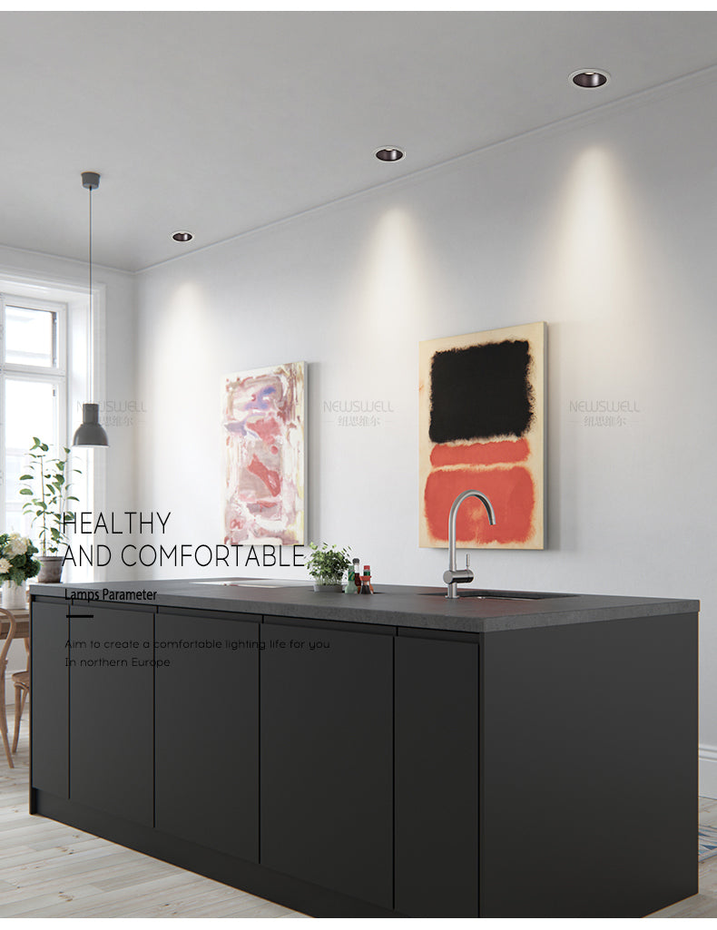 BRGT LED Short Spotlight Round Recessed Downlight Anti Glare 5W 7W 12W Ceiling Lamp Ultra Thin Cut 75mm For Living Room Lighting