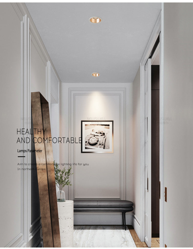 BRGT LED Short Spotlight Round Recessed Downlight Anti Glare 5W 7W 12W Ceiling Lamp Ultra Thin Cut 75mm For Living Room Lighting