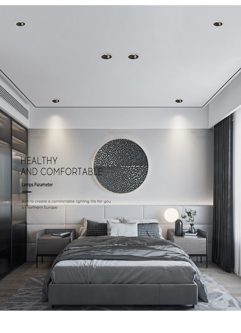 BRGT LED Short Spotlight Round Recessed Downlight Anti Glare 5W 7W 12W Ceiling Lamp Ultra Thin Cut 75mm For Living Room Lighting