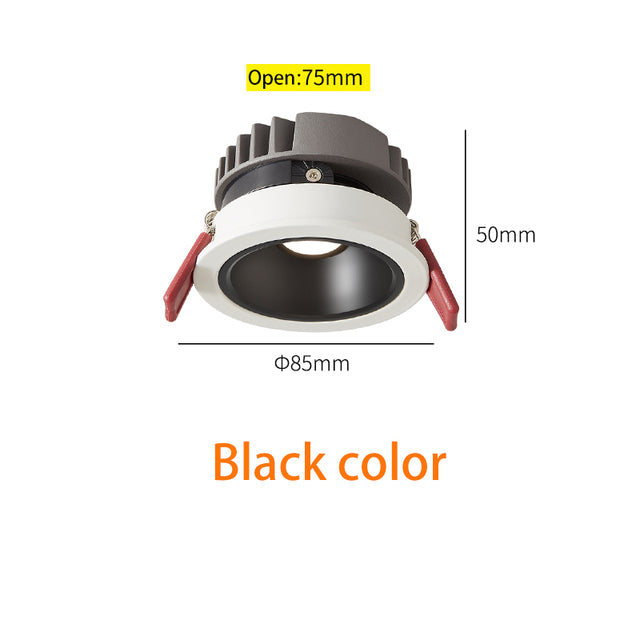 BRGT LED Short Spotlight Round Recessed Downlight Anti Glare 5W 7W 12W Ceiling Lamp Ultra Thin Cut 75mm For Living Room Lighting
