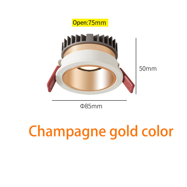 BRGT LED Short Spotlight Round Recessed Downlight Anti Glare 5W 7W 12W Ceiling Lamp Ultra Thin Cut 75mm For Living Room Lighting