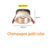 BRGT LED Short Spotlight Round Recessed Downlight Anti Glare 5W 7W 12W Ceiling Lamp Ultra Thin Cut 75mm For Living Room Lighting