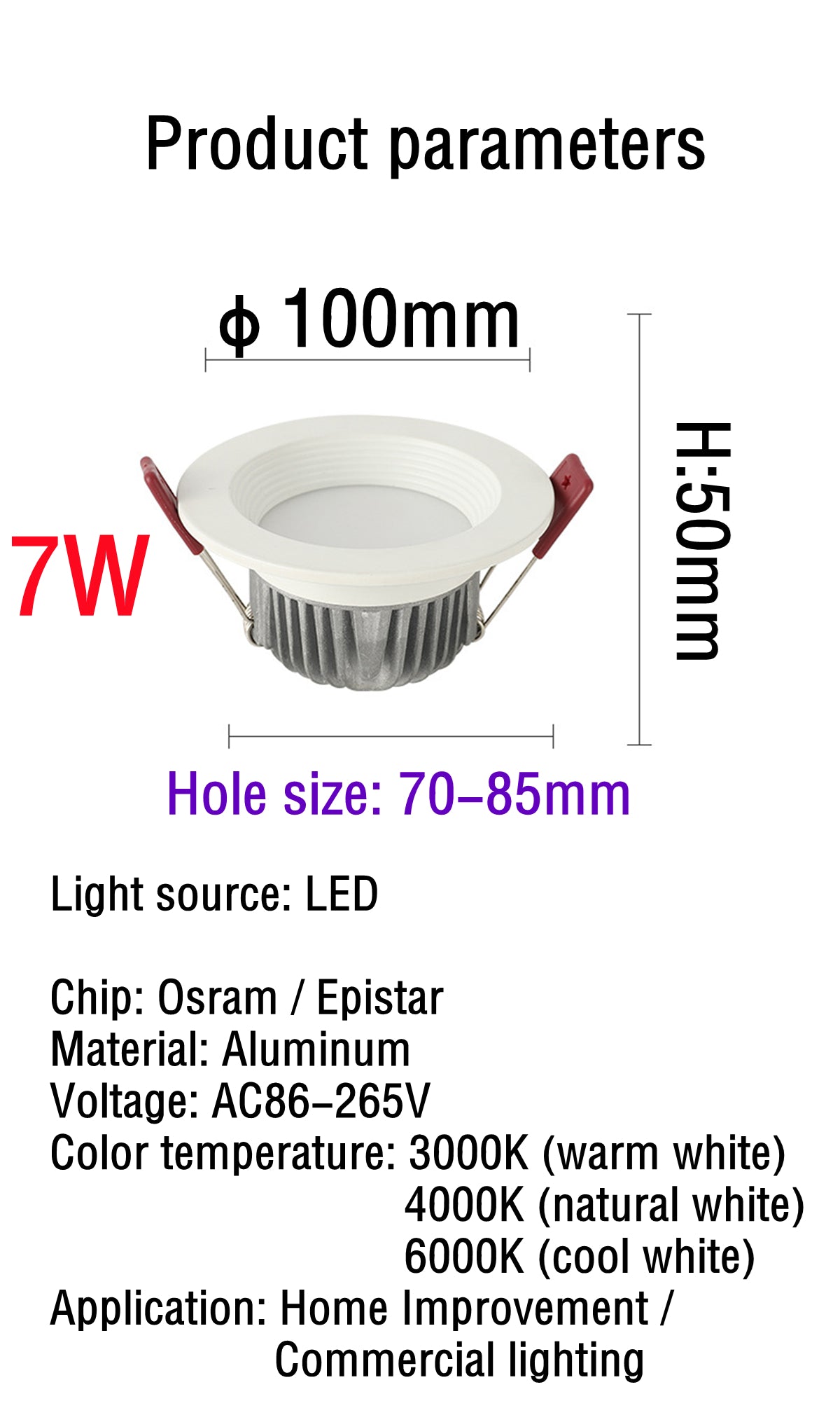 LED Downlight Anti-Glare Led Ceiling Lamp LED Spot Lighting Bedroom Kitchen Dimmable Led Recessed Downlight