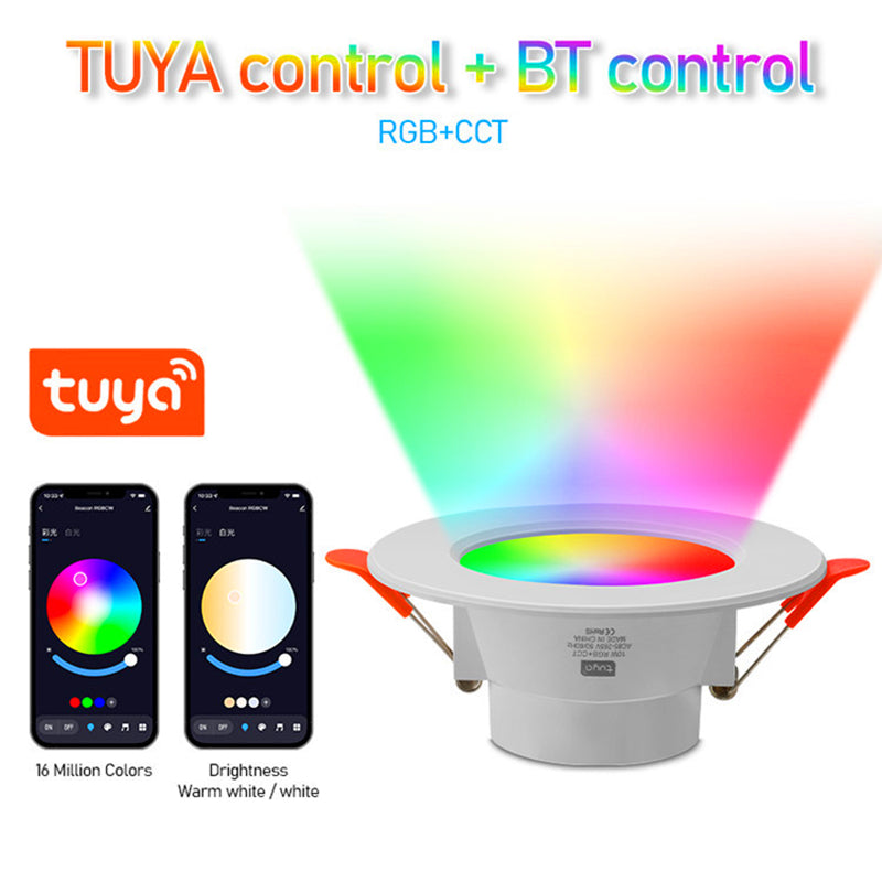 TUYA Bluetooth LED Downlight 10W 15W 85-265V AC Smart Life Dimming Spot Lamp With Remote RGB Warm Cool White Timmer Downlight