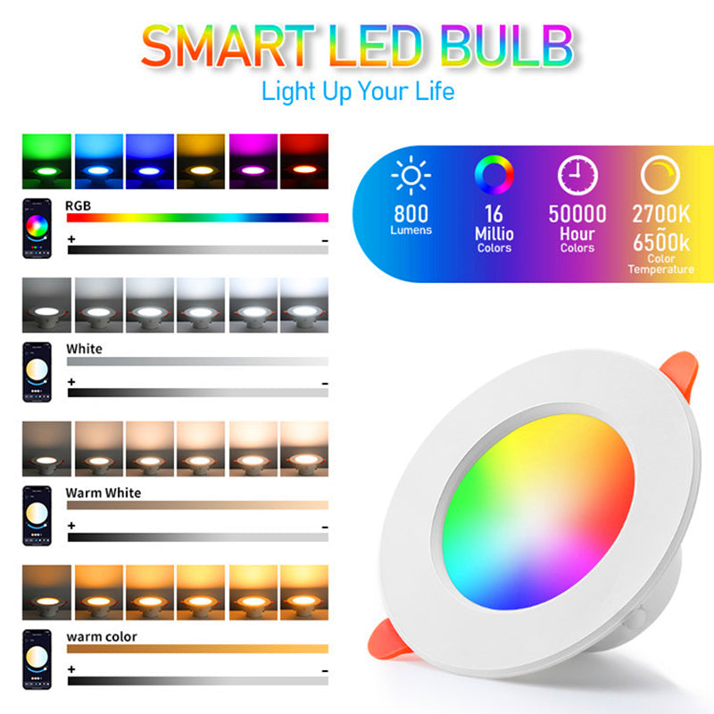 TUYA Bluetooth LED Downlight 10W 15W 85-265V AC Smart Life Dimming Spot Lamp With Remote RGB Warm Cool White Timmer Downlight