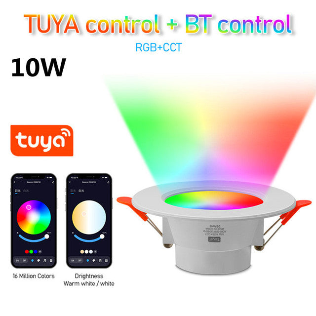 TUYA Bluetooth LED Downlight 10W 15W 85-265V AC Smart Life Dimming Spot Lamp With Remote RGB Warm Cool White Timmer Downlight