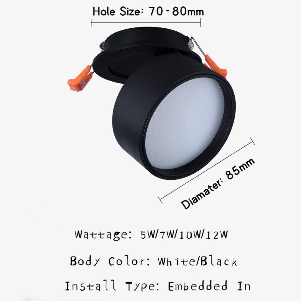 Recessed Led Downlight Foldable Ceiling led Spot Light 360° Rotatable Ceiling Lighting 7W 12W Dimmable For Kitchen Foyer Bedroom