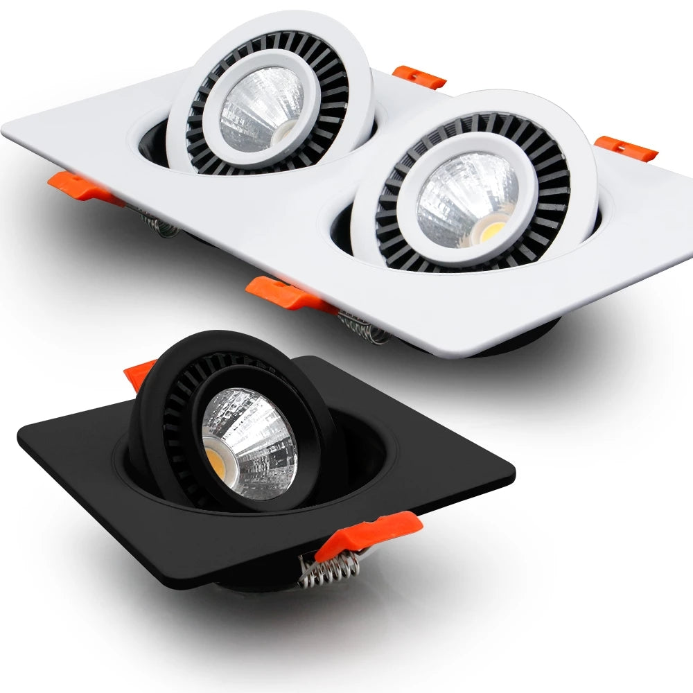 LED COB Recessed Downlight Square 360 Angle Rotatable 14W 20W 30W Ceiling Spot Kitchen Light For TV Background Bedroom AC 220V