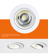 LED Recessed Ceiling Lighting 3W 5W 7W 12W COB Downlight, Dimmable 110V 220V Spotlight 3000K 4000K 6000K Led Pot Light