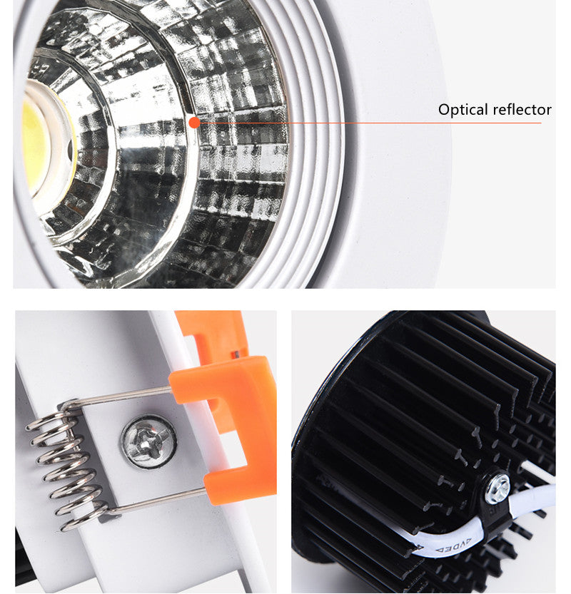 LED Recessed Ceiling Lighting 3W 5W 7W 12W COB Downlight, Dimmable 110V 220V Spotlight 3000K 4000K 6000K Led Pot Light