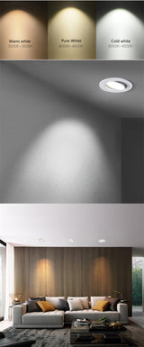 LED Recessed Ceiling Lighting 3W 5W 7W 12W COB Downlight, Dimmable 110V 220V Spotlight 3000K 4000K 6000K Led Pot Light