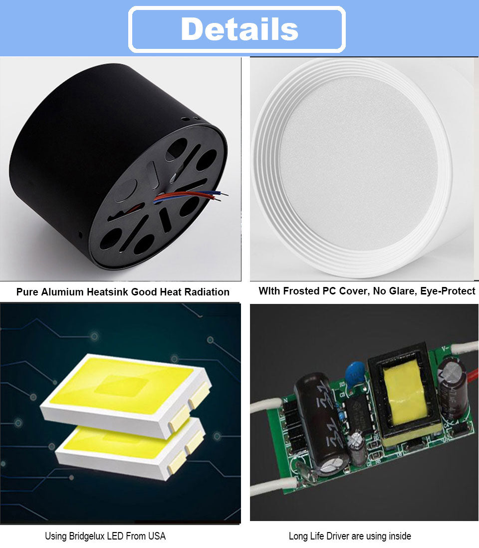 LED Chandelier Light 4pcs Surface Mounted 5W 7W 9W 12W 15W 18W LED downlight Open Mounted LED Ceiling Lamps AC85-265V 110V