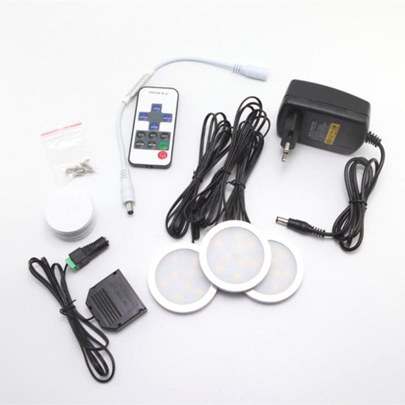LED Lighting Puck Lights Downlight Spotlights 6W Under Cabinet 11-key RF Remote Control Dimmable for Kitchen Showcase