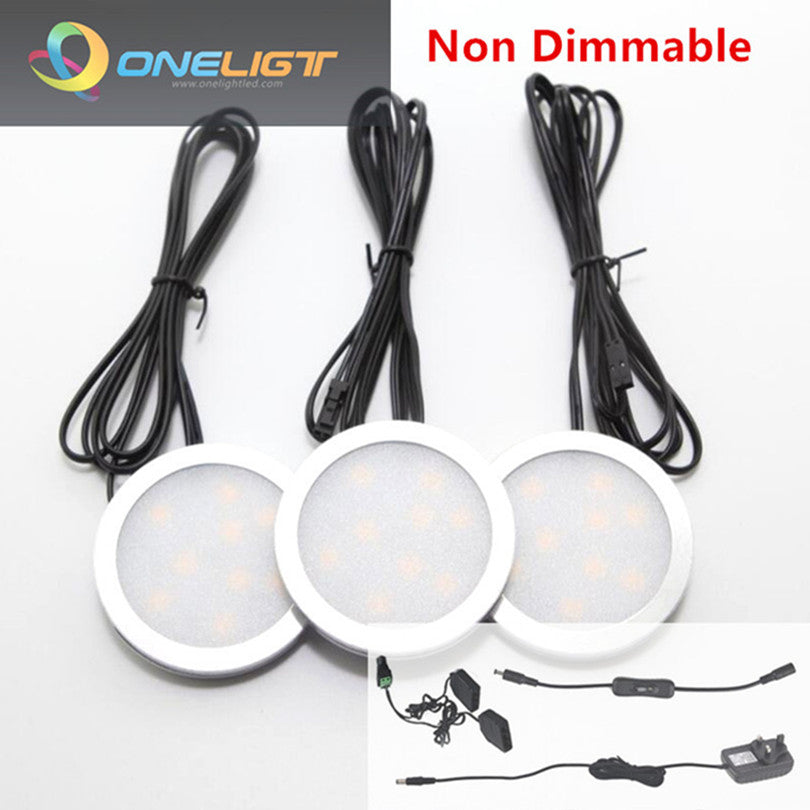 LED Lighting Puck Lights Downlight Spotlights 6W Under Cabinet 11-key RF Remote Control Dimmable for Kitchen Showcase