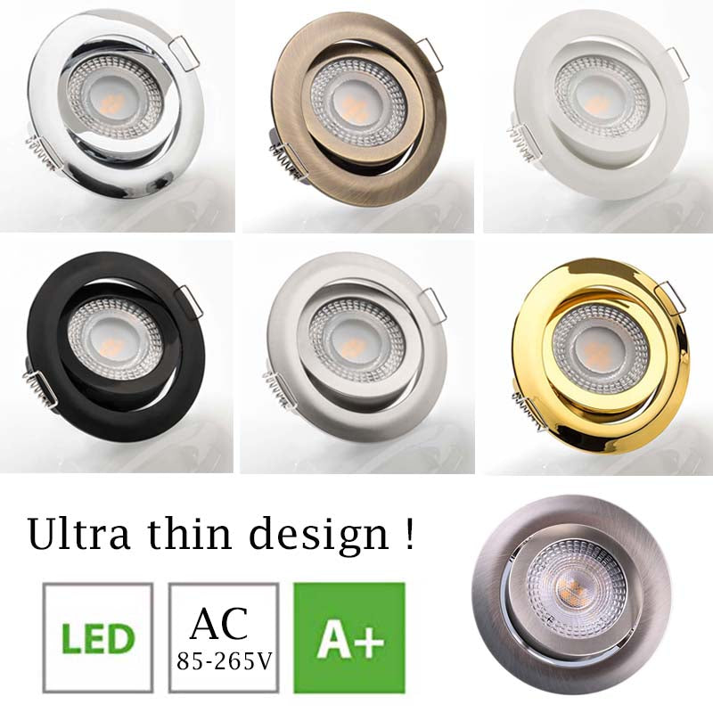 LED Spotlight Dimmable 5w 7W AC 85V-265V SMD Recessed Ceiling Lamp Round Indoor Bedroom Bulb Adjustable Downlight