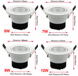 Dimmable LED COB Downlight Recessed LED Dimmable 5W 7W 9W 12W LED Spot light AC110V 220V 85-265V decoration Ceiling Lamp