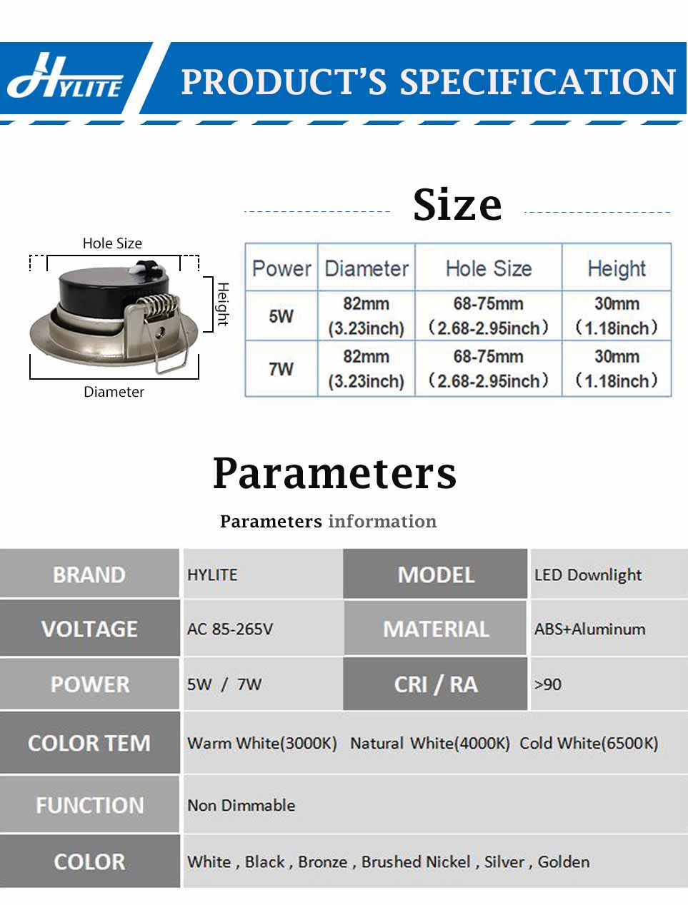 LED Downlight Ceiling Lamp Round Recessed Living Room Indoor Home Spotlight 5W 7W Light Warm Cold White Ultra Thin AC85-265V