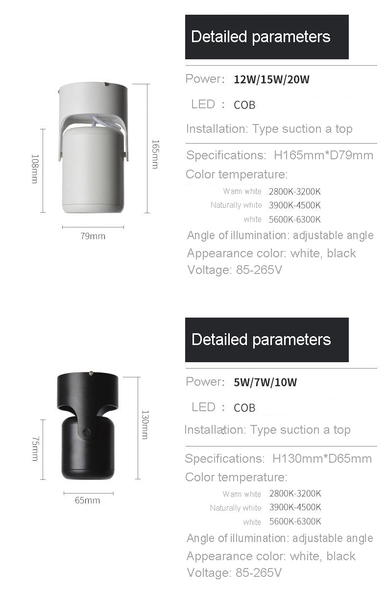 LED Downlights Surface Mounted Downlight LED Lighting Spot light 10pcs/lot Ceiling Lamp COB 5W 7W 12W 15W 20W Angle-adjustable