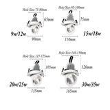Dimmable Built-In Retractable Led Downlights 9W 12w 30w 35W AC220V Black/White Housing 360 Degree Rotatable Ceiling Spot Light