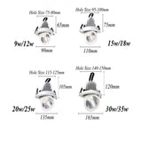 Dimmable Built-In Retractable Led Downlights 9W 12w 30w 35W AC220V Black/White Housing 360 Degree Rotatable Ceiling Spot Light