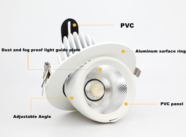 Dimmable Built-In Retractable Led Downlights 9W 12w 30w 35W AC220V Black/White Housing 360 Degree Rotatable Ceiling Spot Light