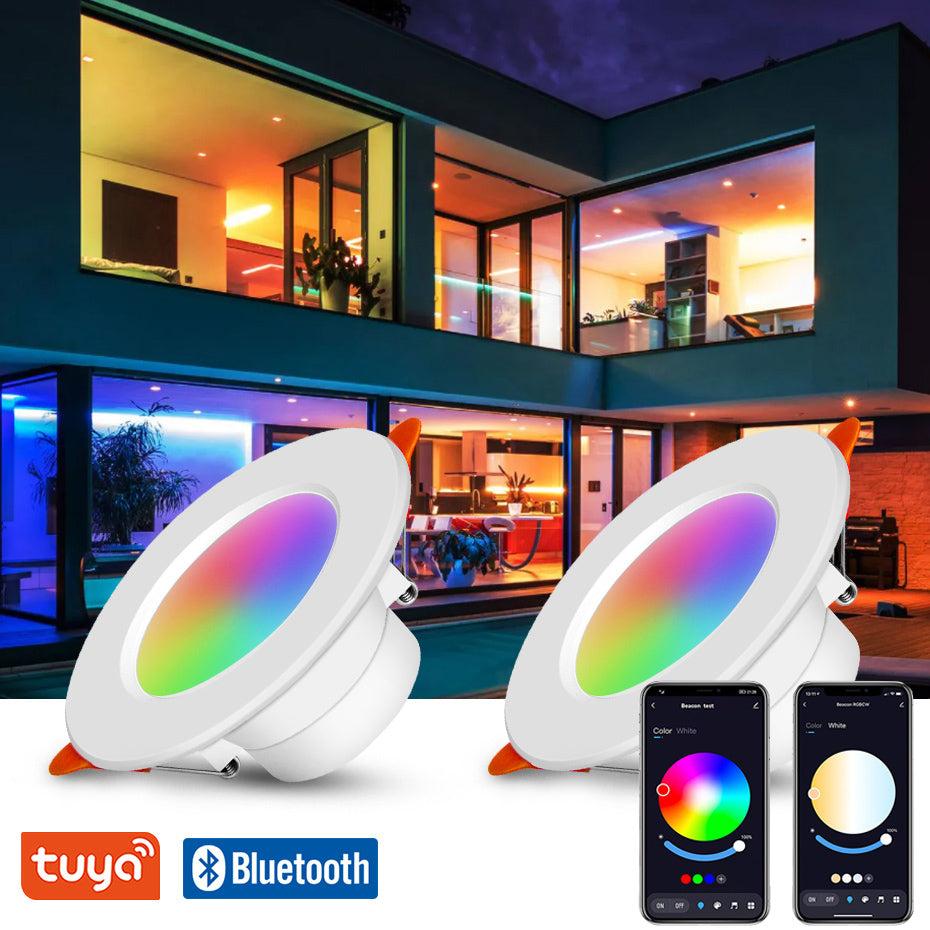 Tuya Bluetooth Mesh Smart 10W RGB Ceiling Light Color Changing Lampada RGB+W+WW Down Lamp Mesh Gateway LED Downlight