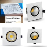 Square Dimmable Led downlight light COB Ceiling SpotLight 10W 12W 15W LED ceiling recessed Lights Indoor Lighting