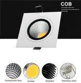 Square Dimmable Led downlight light COB Ceiling SpotLight 10W 12W 15W LED ceiling recessed Lights Indoor Lighting