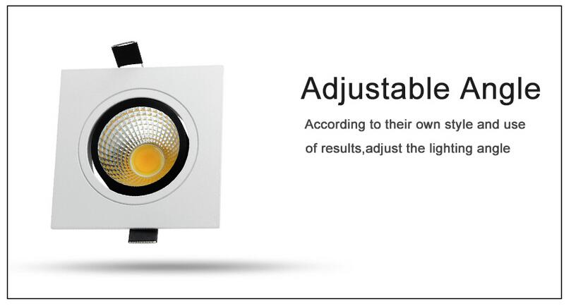 Square Dimmable Led downlight light COB Ceiling SpotLight 10W 12W 15W LED ceiling recessed Lights Indoor Lighting
