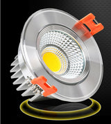 Dimmable Warm White/White/Cold White Silver/White shell COB 9W LED Downlight AC85-265V Recessed LED Down Lamp