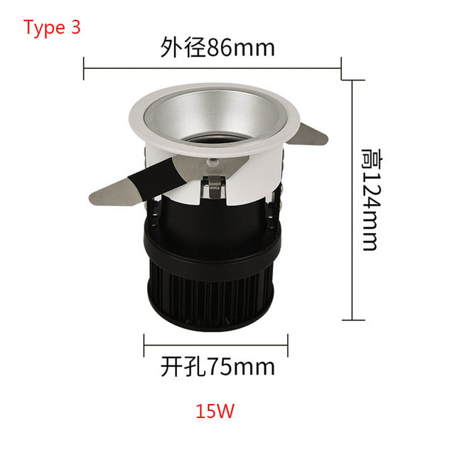 Anti-Glare LED Downlight 10W 15W LED Spot Lights 220V Recessed Ceiling Downlight For Living Room Bedroom Indoor Spot Lighting