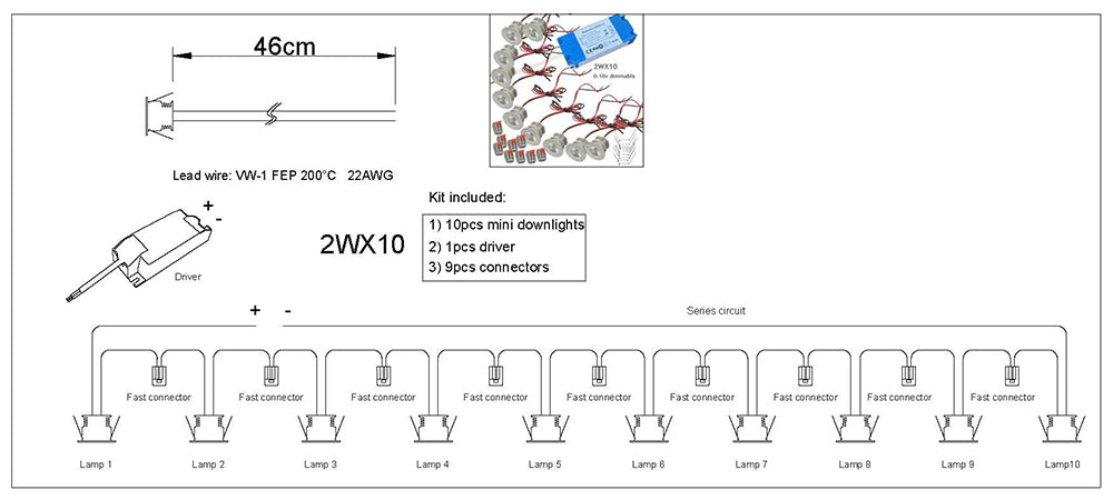 Mini Downlights Kit Series Connection Single Thumb Sizes Light 0-10V Dimmable for Dining Hall Kitchen
