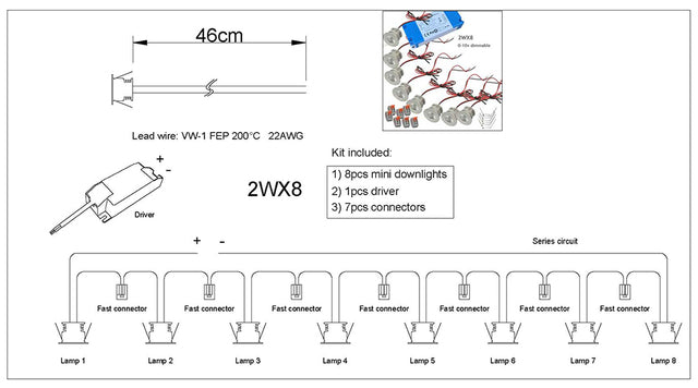 Mini Downlights Kit Series Connection Single Thumb Sizes Light 0-10V Dimmable for Dining Hall Kitchen