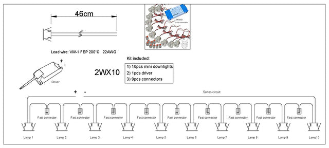 Mini Downlights Kit Series Connection Single Thumb Sizes Light 0-10V Dimmable for Dining Hall Kitchen