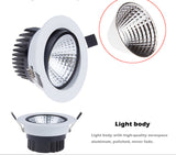 New dimmable Recessed led downlight cob 6W 9W 12W 15W LED Spot light led ceiling lamp AC85-265V