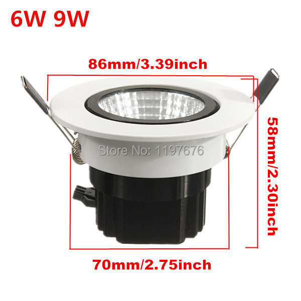 New dimmable Recessed led downlight cob 6W 9W 12W 15W LED Spot light led ceiling lamp AC85-265V