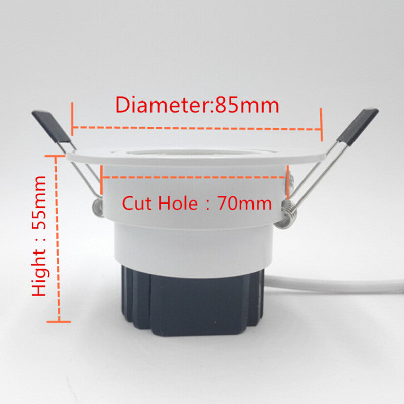 Led Recessed Downlight Led Cabinet Lighting COB 10W Adjustable Dimmable Warm Cold White AC 85-265V