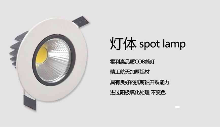 Led Recessed Downlight Led Cabinet Lighting COB 10W Adjustable Dimmable Warm Cold White AC 85-265V