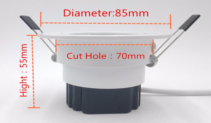 Led Recessed Downlight Led Cabinet Lighting COB 10W Adjustable Dimmable Warm Cold White AC 85-265V