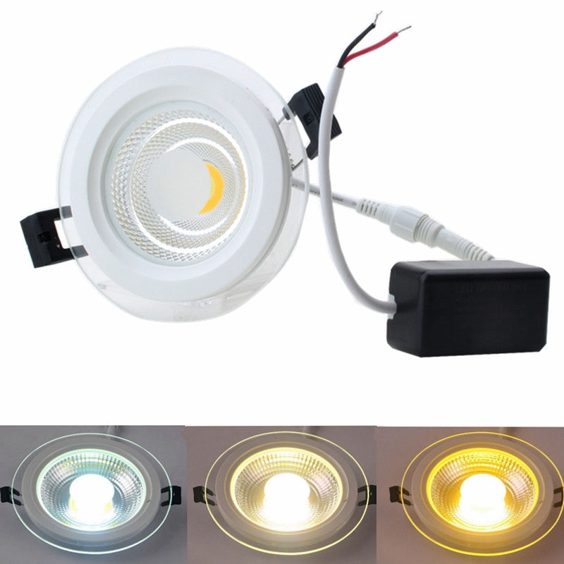 Super Bright Glass LED Panel Light COB 5W 10W 15W 25W LED Downlight Recessed Ceiling LED Spot Light AC85-265V Driver Included