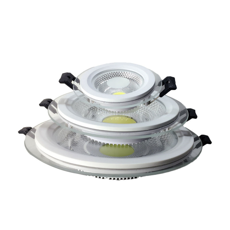Super Bright Glass LED Panel Light COB 5W 10W 15W 25W LED Downlight Recessed Ceiling LED Spot Light AC85-265V Driver Included