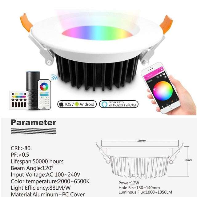Zigbee Smart IP44 LED Recessed Downlight 6W 9W 12W For Bedroom Living Room Kitchen Corridor LED Ceiling Spot Light