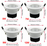 Dimmable Led downlight light COB Ceiling Spot Light 3w 5w 7w 12w AC110V/220V AV85-265V ceiling recessed Lights Indoor Light